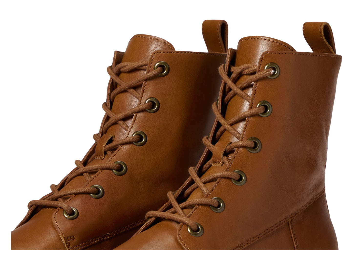 Madewell The Rayna Lace-Up Boot in Leather - Lace up Closure, Round Toe Silhouette, Fashionable and Comfy Women's Boots English Saddle 9 M