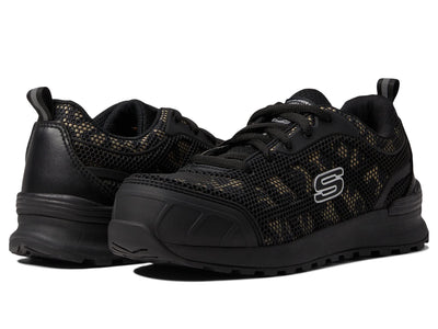 Skechers Bulklin - Lyndale Composite Toe Black/Leopard 9 B (M)
