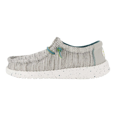 HEYDUDE Boy's Wally Heathered Mesh White Size 2 | Youth's Shoes | Youth Slip-on Loafers | Comfortable & Light-Weight