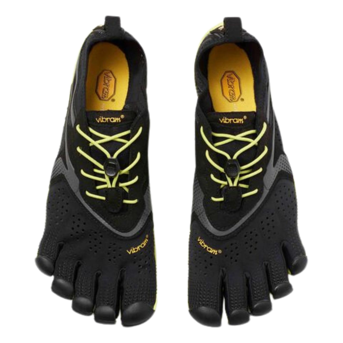 Vibram Men's FiveFingers V-Run | Barefoot Road Running Shoes for Natural Comfort & Stability, Black/Yellow, 39 EU / 7.5-8 US