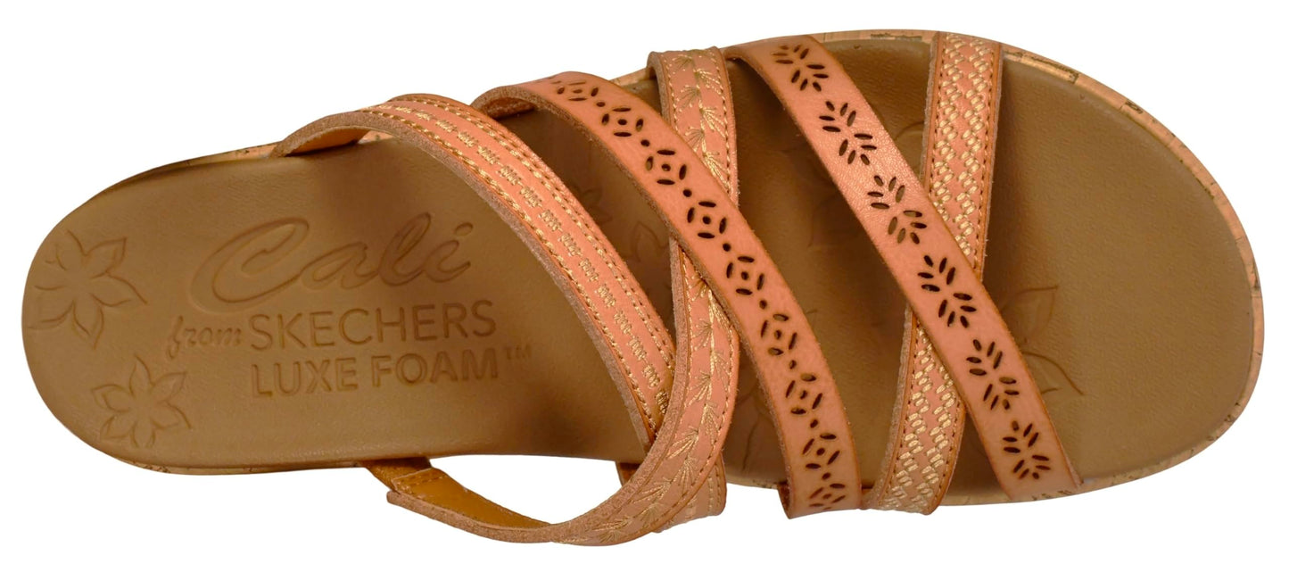 Skechers Women's Beverlee - Tiger Posse Wedge Sandal, Tan, 6.5 M US