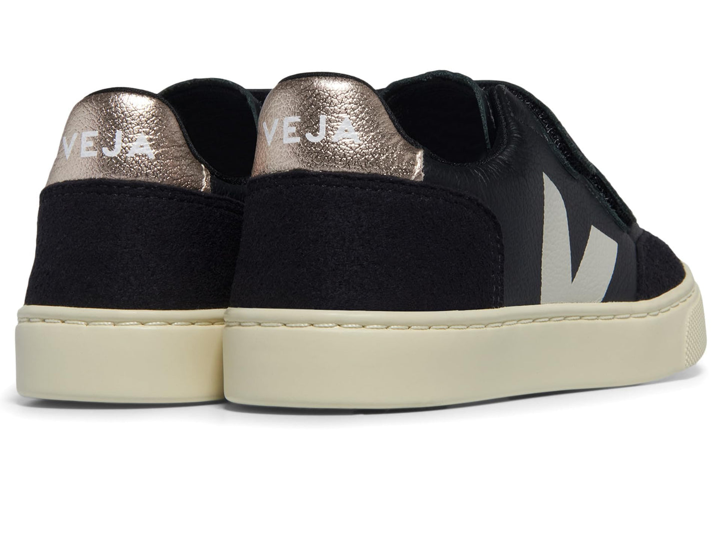 VEJA Kids Small V-12 (Toddler) Sneaker, Black_White_Platine, 8.5 US Unisex