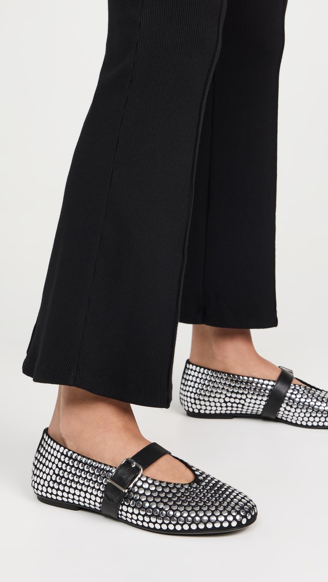 SCHUTZ Women's Eiza Studs Ballet Flats, Black, 6.5 Medium US