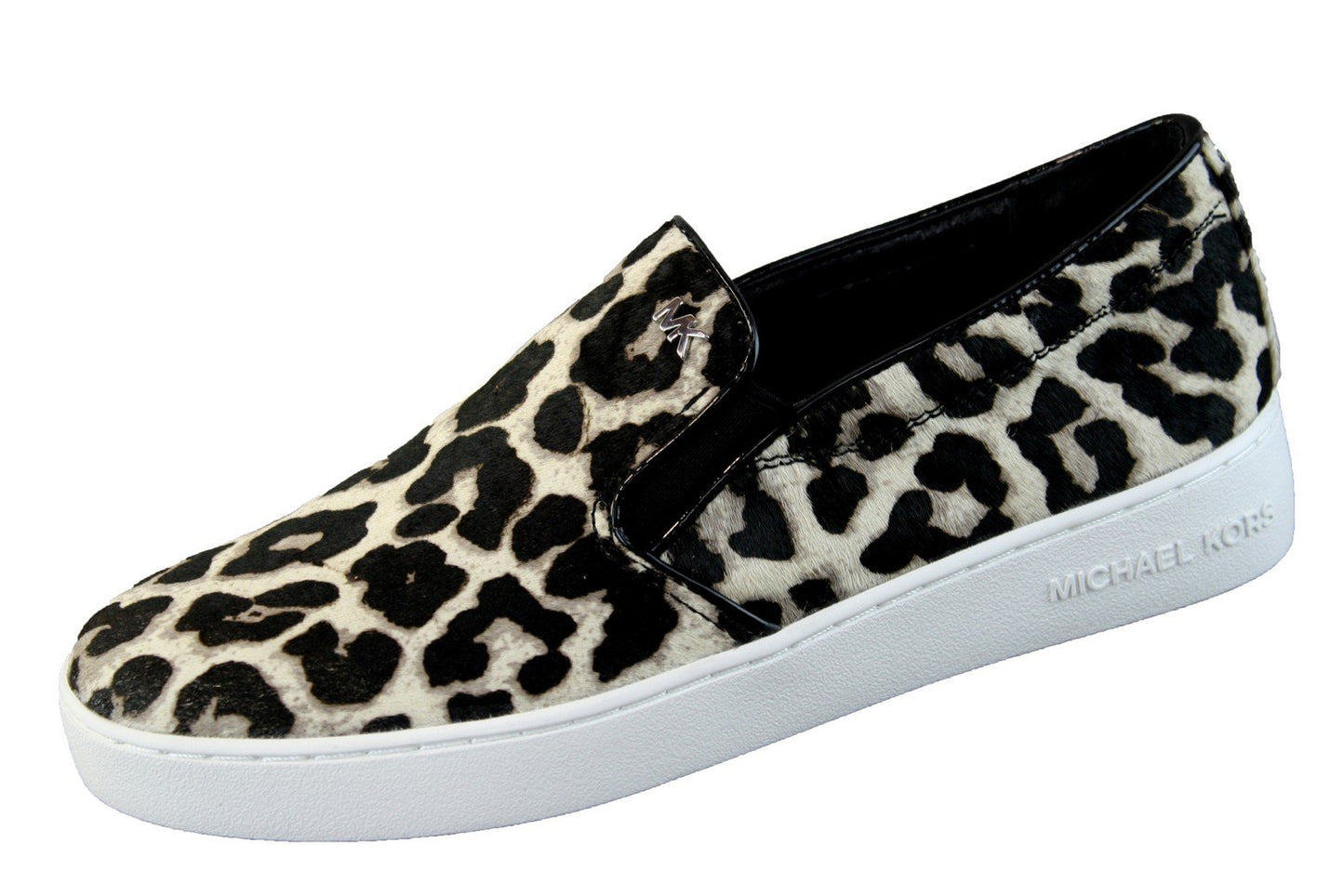 Keaton Cheetah-Print Calf Hair Slip-On Sneaker, Black/White (7)