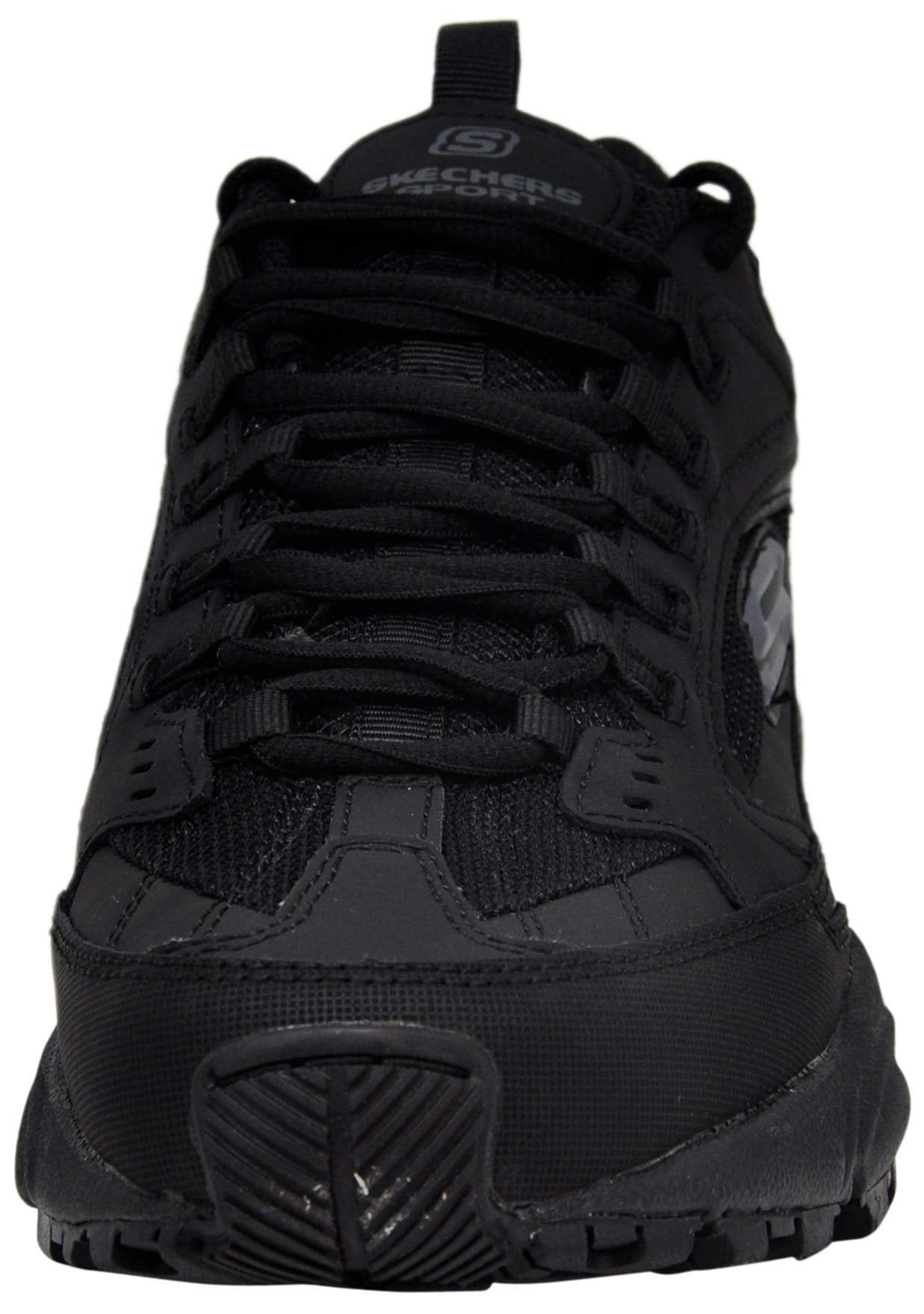 Skechers Men's Stamina-Nuovo lace up Sneaker,Black/Black, 11.5