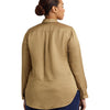 Lauren Ralph Lauren Womens Plus-Size Satin Shantung Shirt Burnished Tan 1X