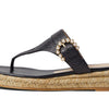 Stuart Weitzman Pearl Buckle Espadrille Sandal Black 6 M