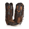 Corral Boots Women's Handcrafted Western Boots | Snip Toe Cowboy Boots with Leopard Print, Fringe and Stud Details