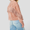 [BLANKNYC] Womens Luxury Clothing Faux Suede Fringe Shirt Jacket, Comfortable & Stylish Coat, Dusty Rose, Medium