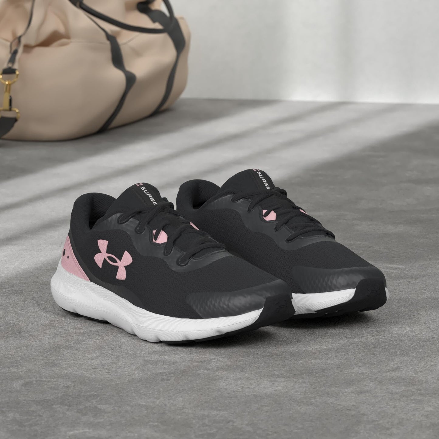 Under Armour Womens Surge 3 Running Shoe, (007) Black/Prime Pink/Prime Pink, 10 US