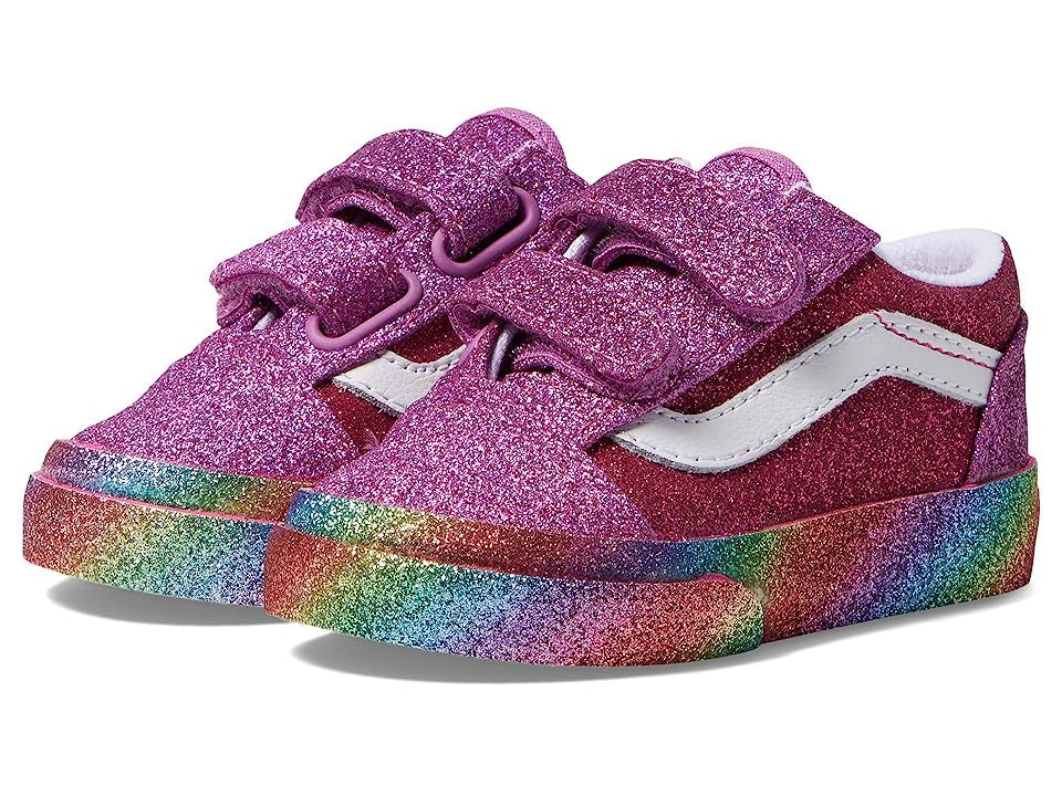 Vans Kids Old Skool V Low-top Sneakers, Glitter Rainglow Pink/Multi, 5.5 M US Toddler