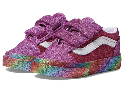 Vans Kids Old Skool V Low-top Sneakers, Glitter Rainglow Pink/Multi, 5.5 M US Toddler