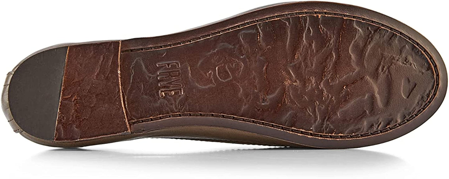 Frye Carson Ballet Flats for Women - Premium Tumbled Leather Lining, Leather Outsole - 3/8" Heel, Warm Grey - 9.5 M