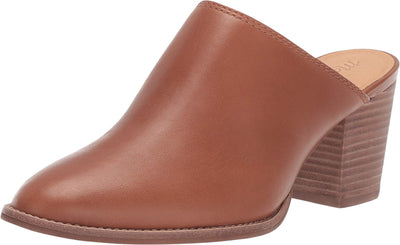 Madewell Harper Mule for Women - Leather Upper, Stacked Block Heel, and Cushioned Footbed Footwear - English Saddle 8.5 M