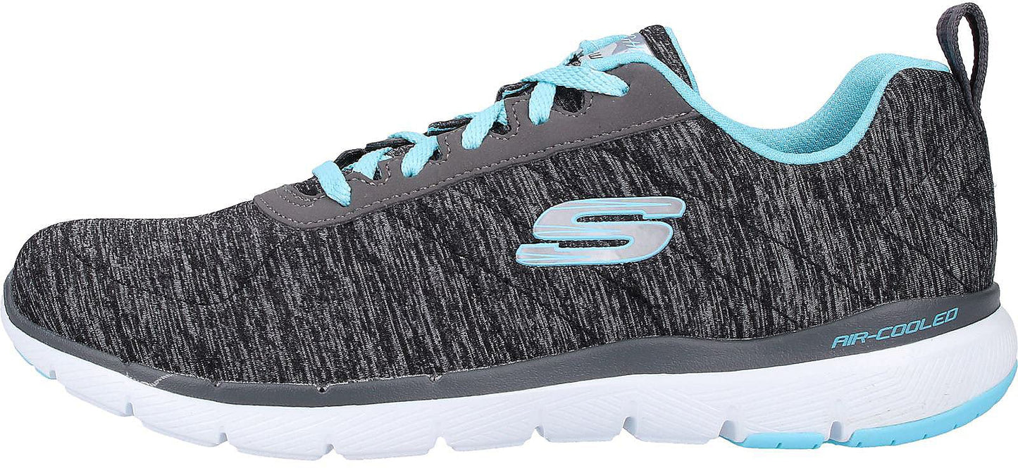 Skechers Women's Flex Appeal 3.0, Black/Light Blue, 8.5