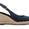 Cole Haan Women's Cloudfeel Espadrille Wedge Sling 80 mm II Platform, Navy Blazer Linen, 7