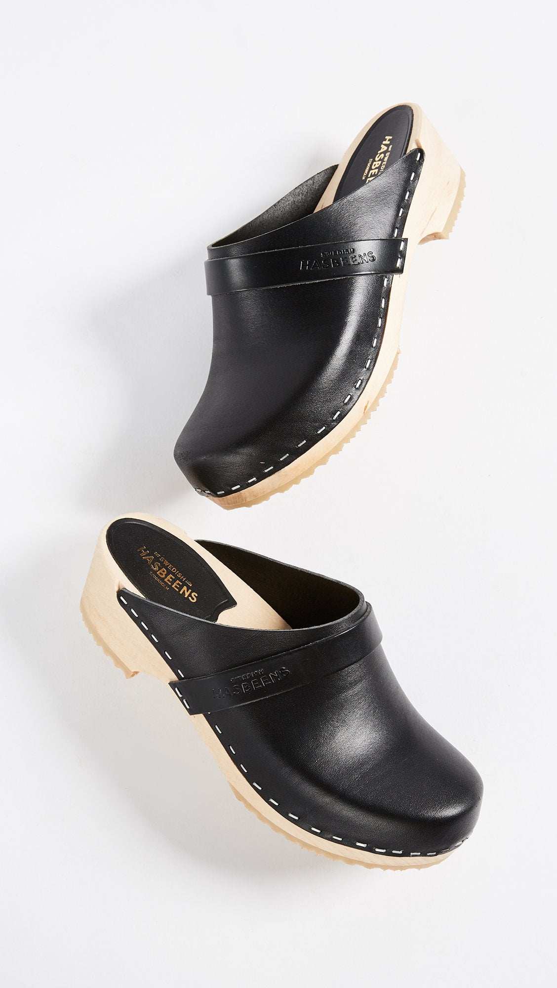 swedish hasbeens Women's Swedish Husband Clog,Black/Nature,8 M US