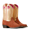 ARIAT Unisex-Kids Derby Monroe Western Boot - Terracotta Roughout/Royal Gold Metallic, 4.5 Medium