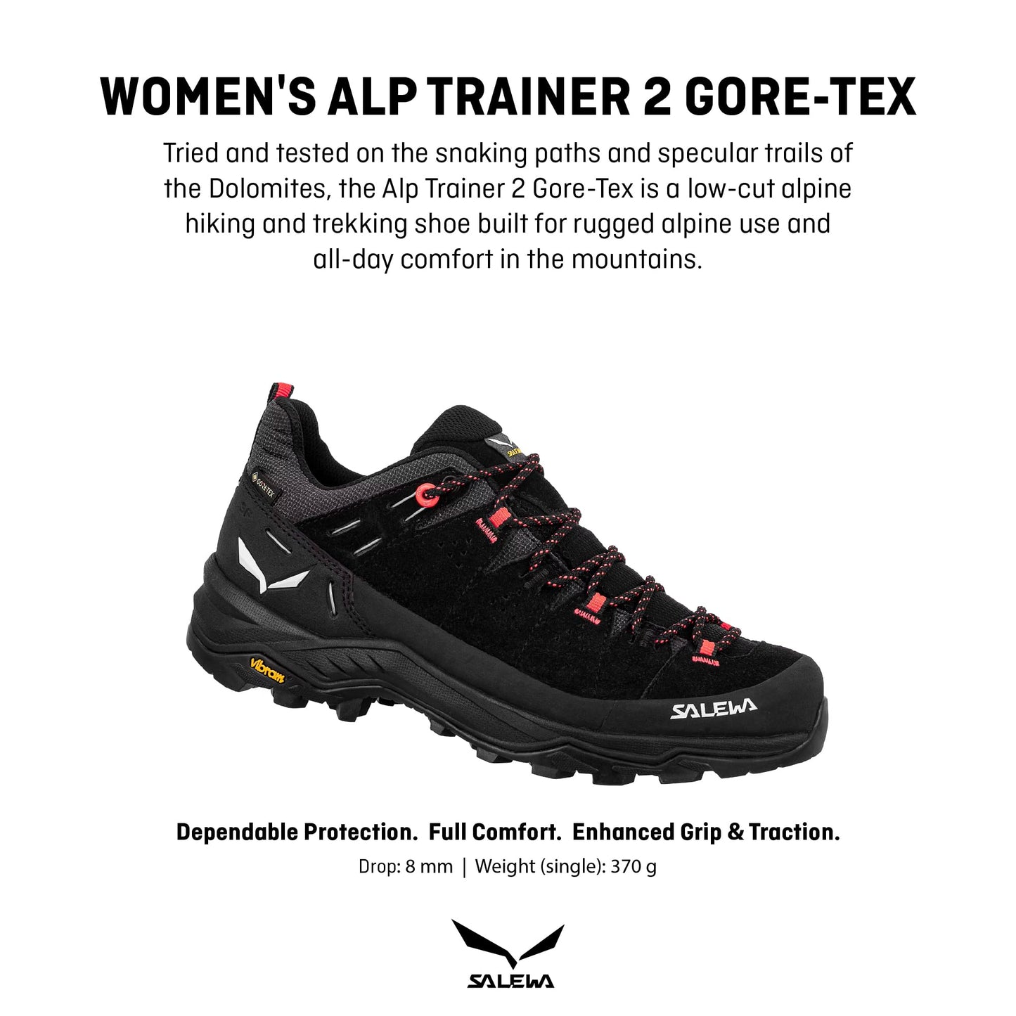 Salewa Women's Alp Trainer 2 Gore-Tex Waterproof GTX Hiking Shoe - Black/Onyx - 10.5