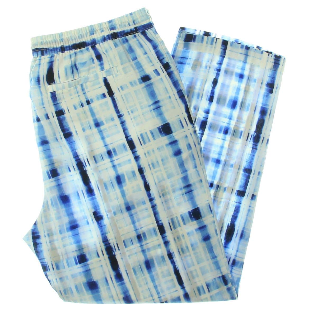 LAUREN RALPH LAUREN Womens Ogin Tie-Dye Plaid Casual Pants Blue 2