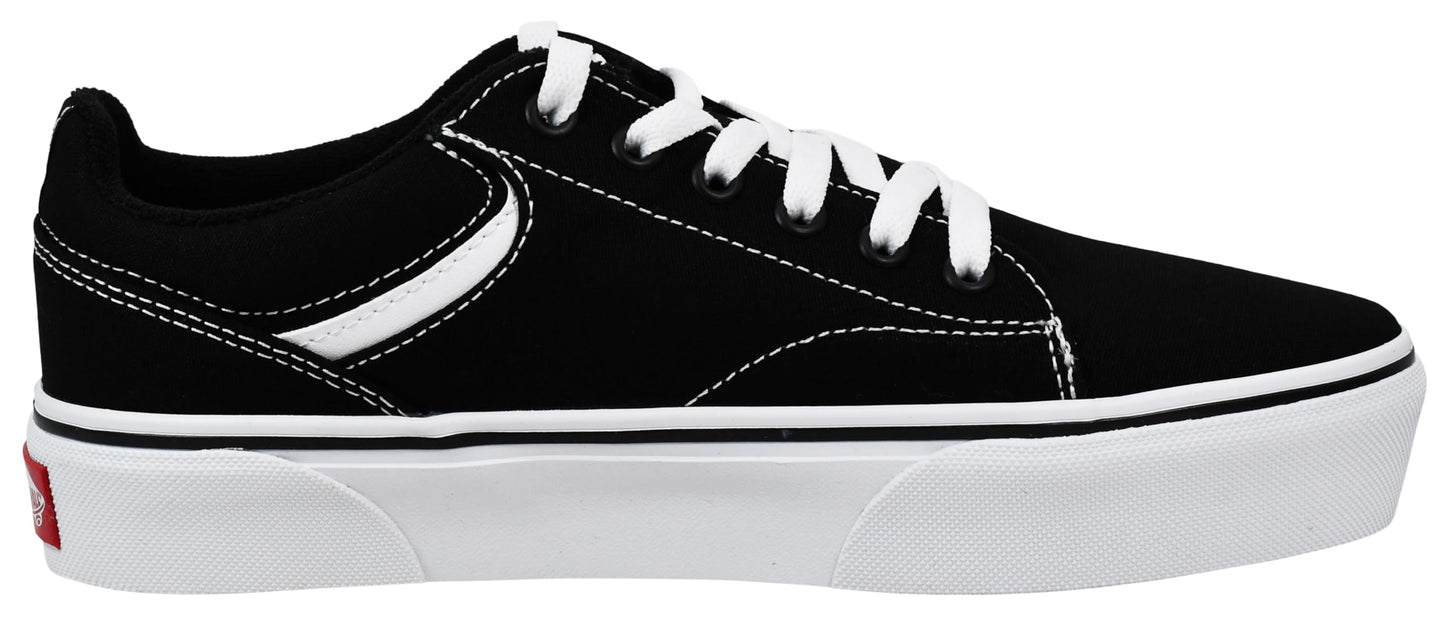 Vans Women's Seldan Platform Sneaker, Canvas Black/White, 8 M US