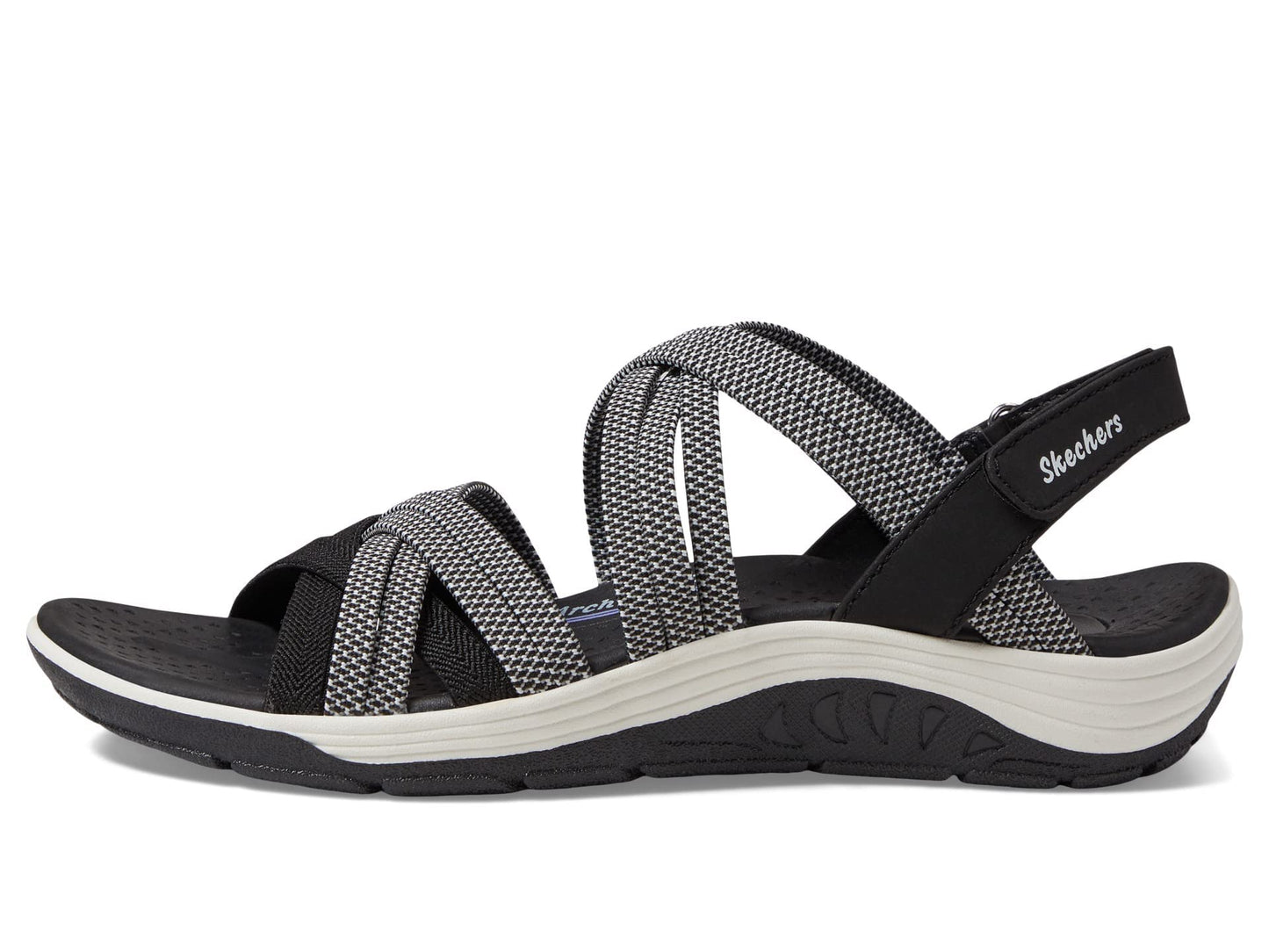 Skechers USA Reggae Cup-Smitten By You Women's Sandal, 11 B(M) US, Black-White