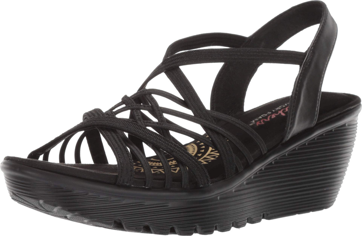Skechers Women's PARALLEL - CROSSED WIRES - Multi Gore Slingback Sandal Sandal, black, 9 M US