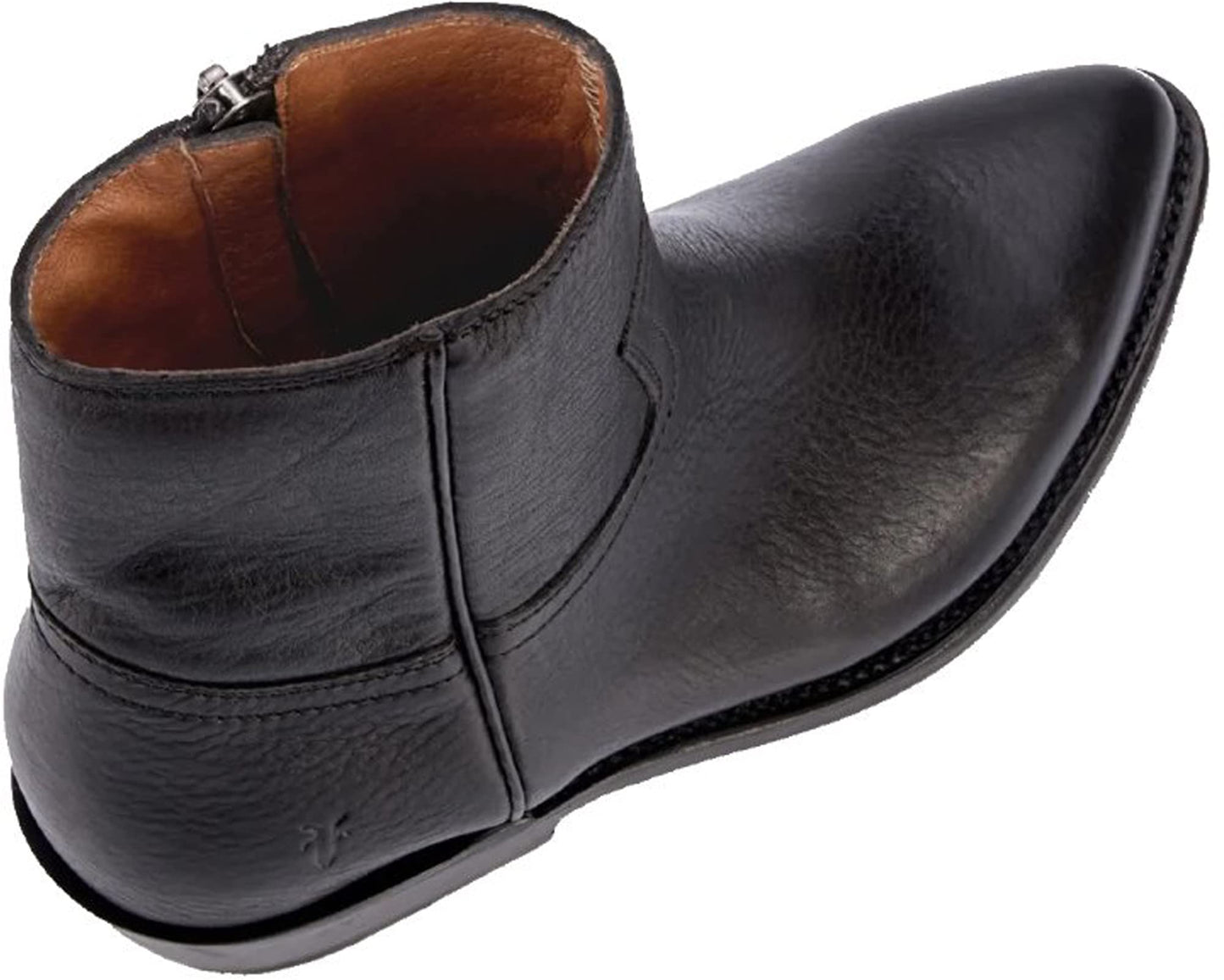 Frye Billy Inside Zip Booties for Women Crafted from Antiqued Pull-Up Leather with Wellington Stitchwork and Piping, Brass Hardware, and Inside Zipper – 5 ¾” Shaft Height, Black - 6M
