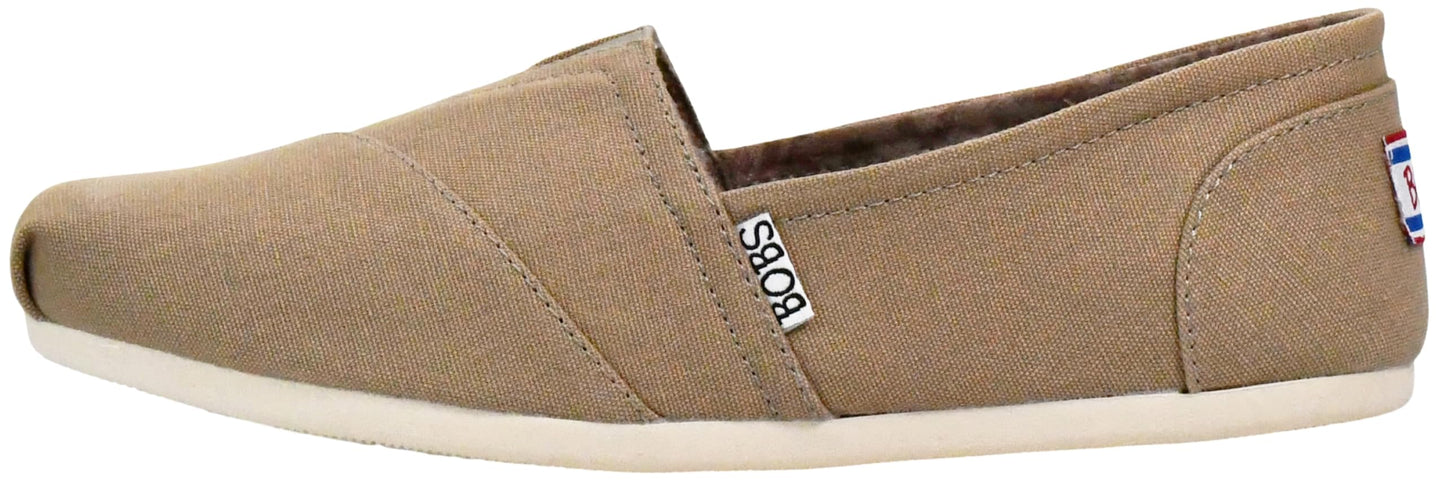 SKECHERS Women's Bobs Plush-Peace & Love Flat, Taupe, 6.5 W US
