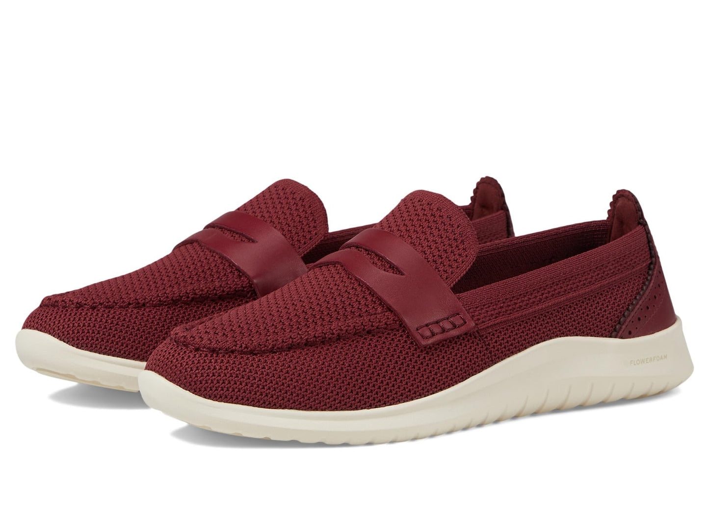 Cole Haan Womens Zerogrand Meritt Stitchlite Loafers, Black Cherry Knit/Ivory, 7 Medium
