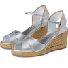 Stuart Weitzman Mirela II Espadrille Wedge Silver/Natural 7 B