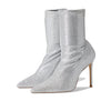 Stuart Weitzman Stuart 100 Stretch Bootie Silver 10 B