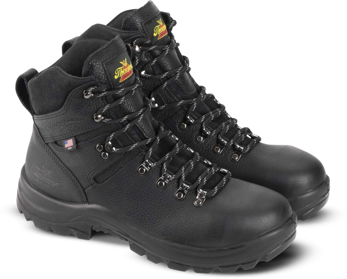 Thorogood American Union 6” Waterproof Steel Toe Work Boots for Men - Premium Leather with Slip-Resistant Outsole and Removable Comfort Footbed; EH Rated, Black - 12 M US
