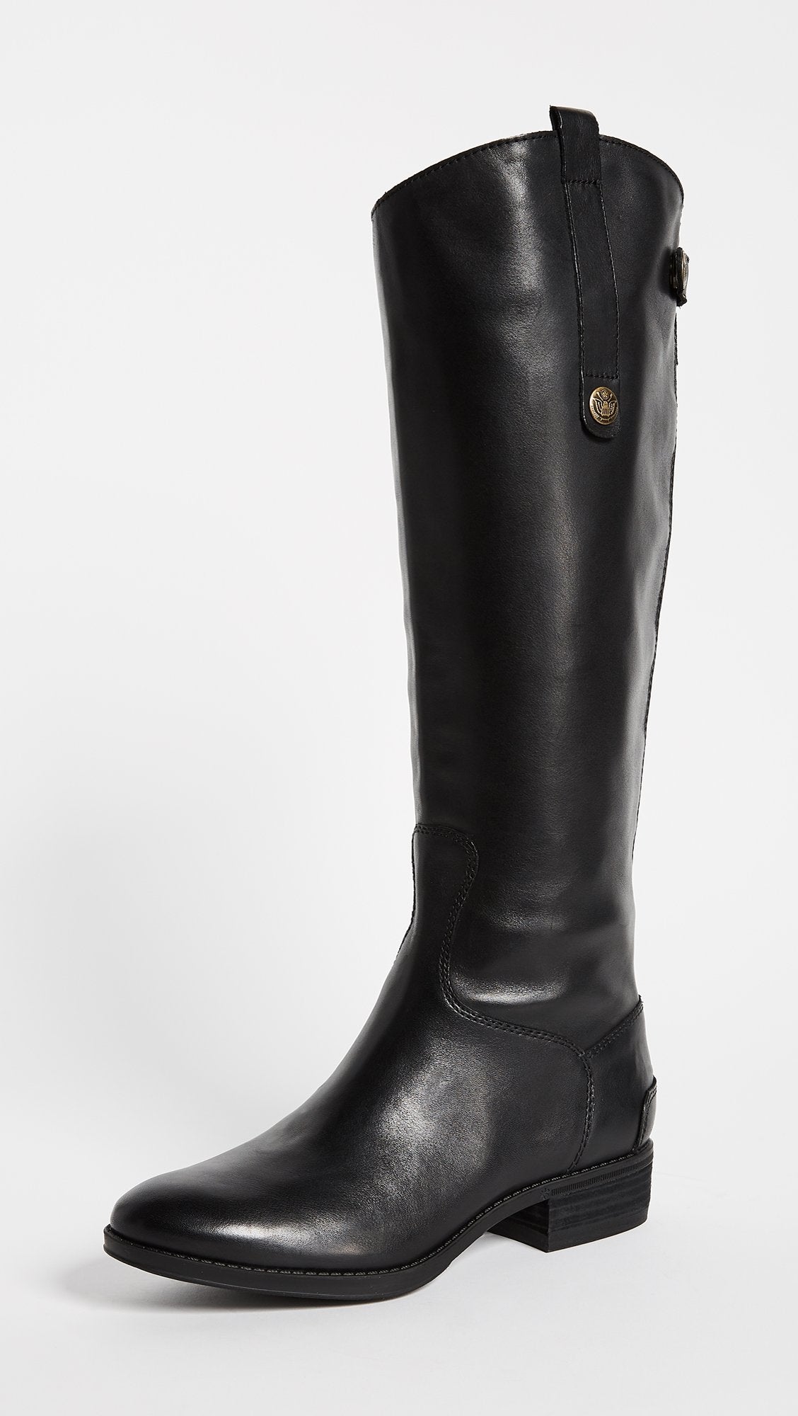 Sam Edelman Women's Penny Classic Equestrian Boot, Black Leather, 7.5 Medium US