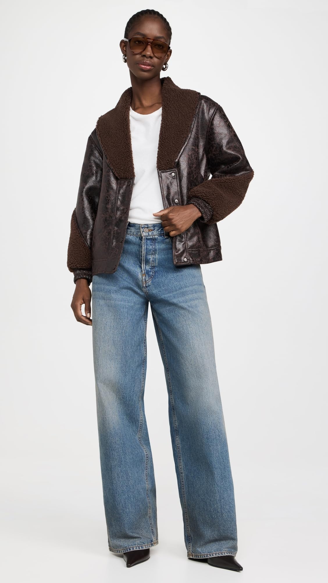 [BLANKNYC] Women's Sweet Talker Bomber Jacket, Brown Combo, M