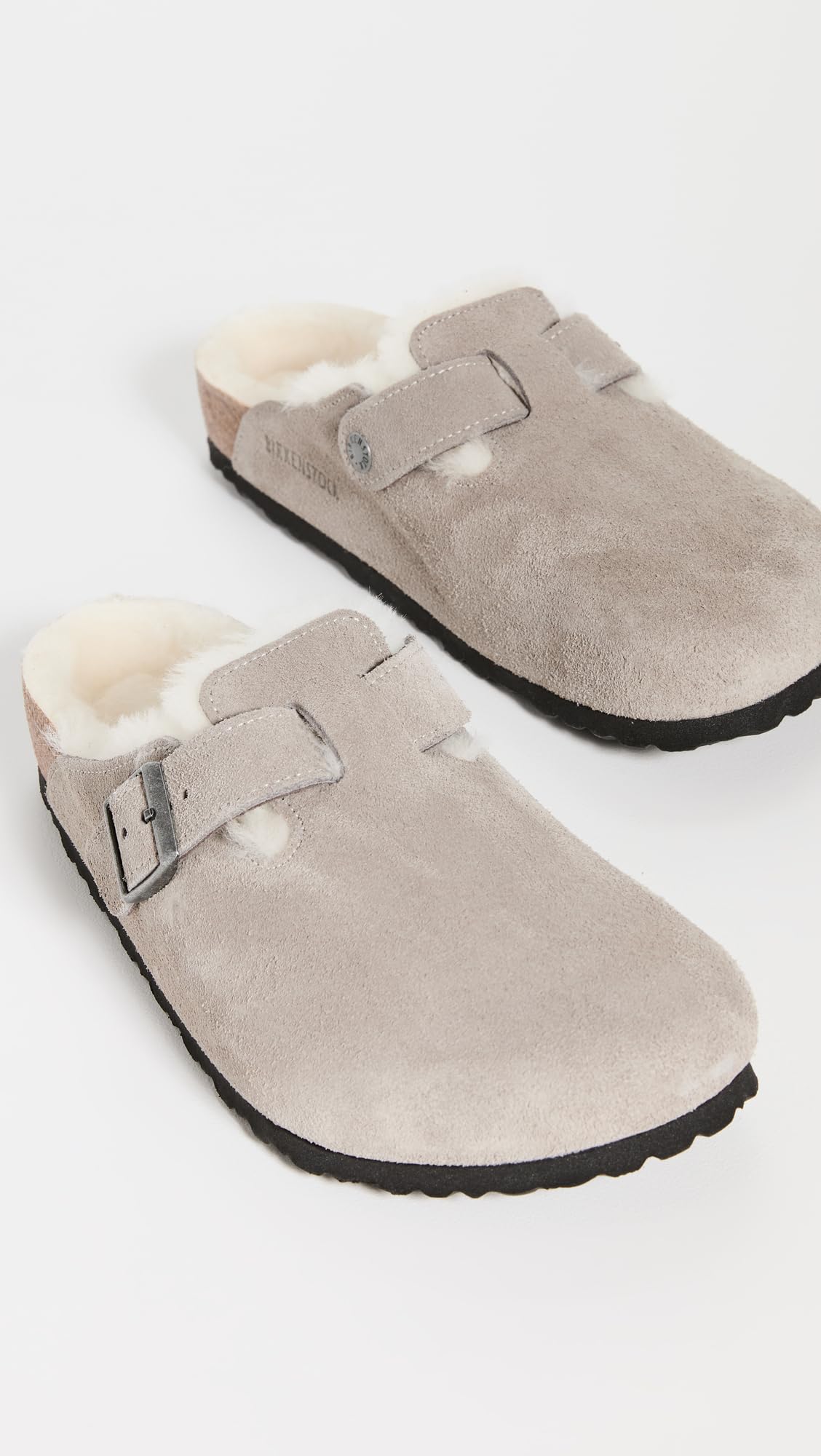 Birkenstock Men's Boston Shearling Sandals, Stone Coin/Natural, Grey, 10 Medium US