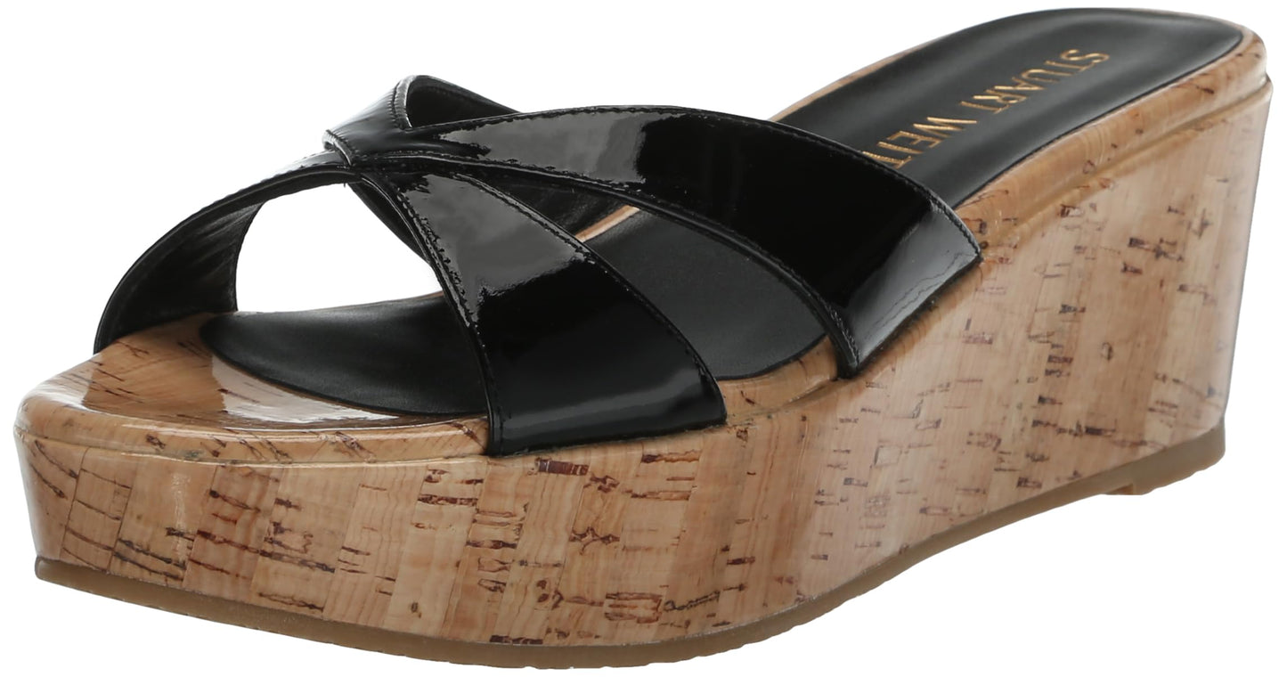 Stuart Weitzman Women's Carmen Platform Slide, Black, 10