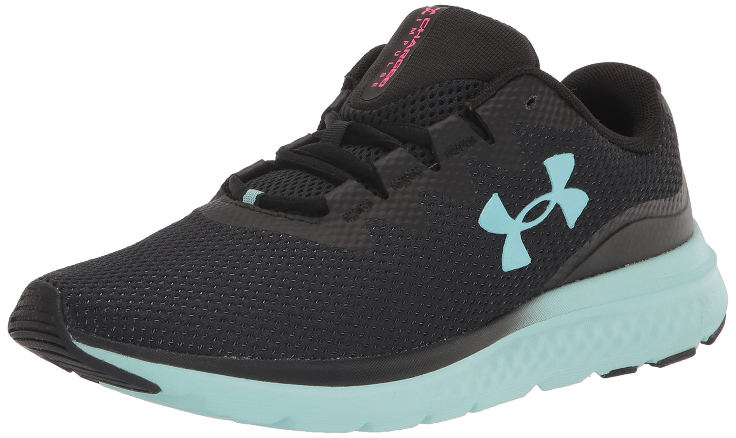 Under Armour Women's Charged Impulse 3 Running Shoe, (003) Black/Black/Still Water, 9, US
