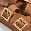 SCHUTZ Women's Enola Slides, New Wood, Brown, 8 Medium US