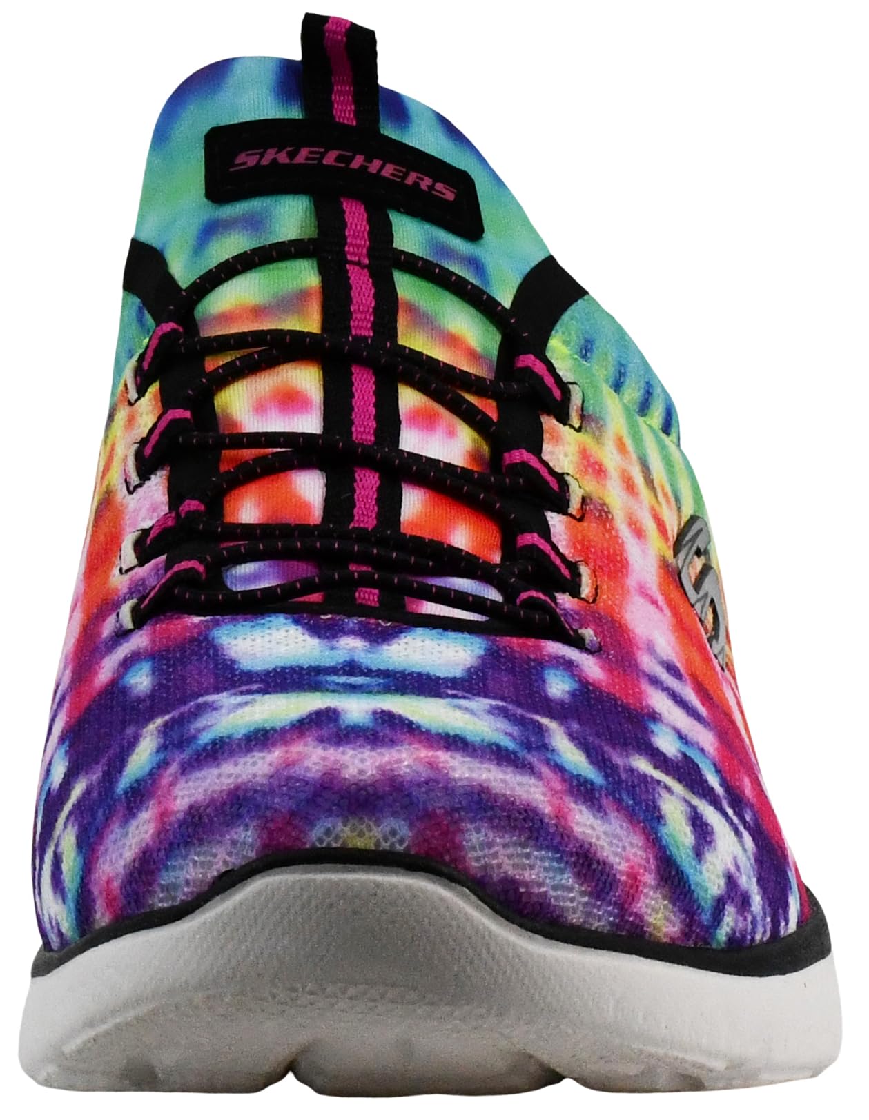 Skechers Women's Summits - Looking Groovy Sneakers, Black/White Multi, 10 W US