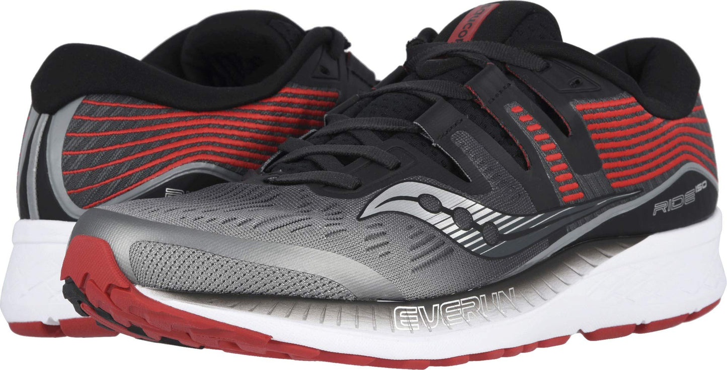 Saucony Men's Ride ISO, Grey/Red, 11.5 D