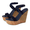 Stuart Weitzman 5050 Wedge Sandal Nice Blue/Natural 8 B