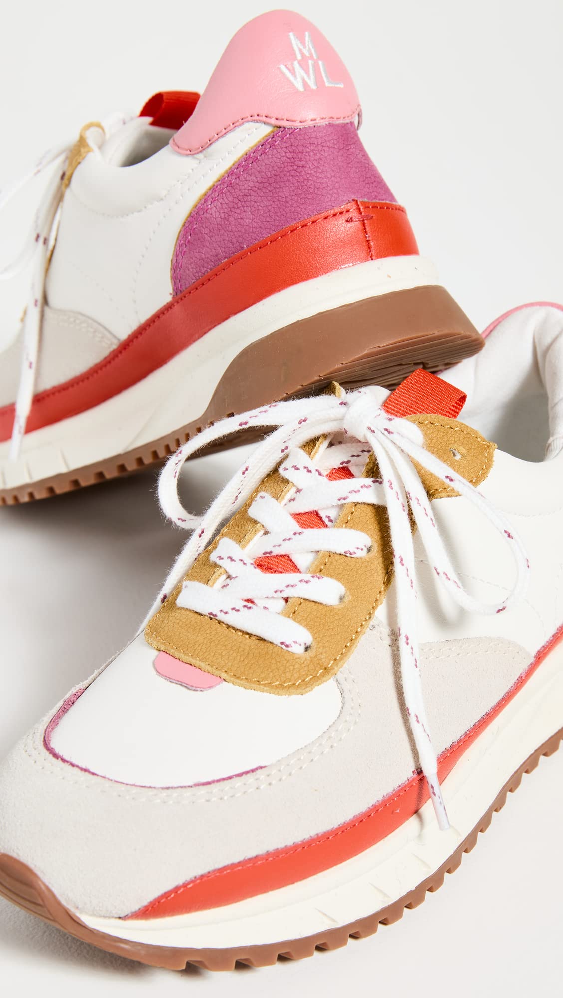 Madewell Women's Kickoff Trainer Sneakers in Bright Colorblock Leather, Primrose Multi, 10 Medium US