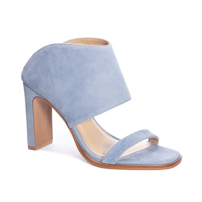 42 GOLD Linx Leather Heels for Women Offers Suede Leather Lining, Lightly-Padded, Fixed Footbed, and Open-Toe Silhouette Blue Suede 8.5 M