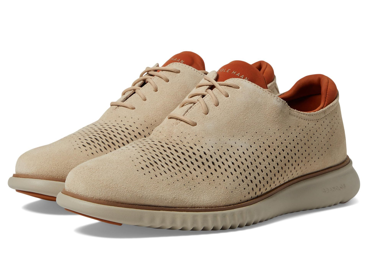 Cole Haan Men’s Shoes - 2.Zerogrand Casual Lightweight Leather Laser Wingtip Oxford, Sesame Suede/Silver Lining, 9.5-M US