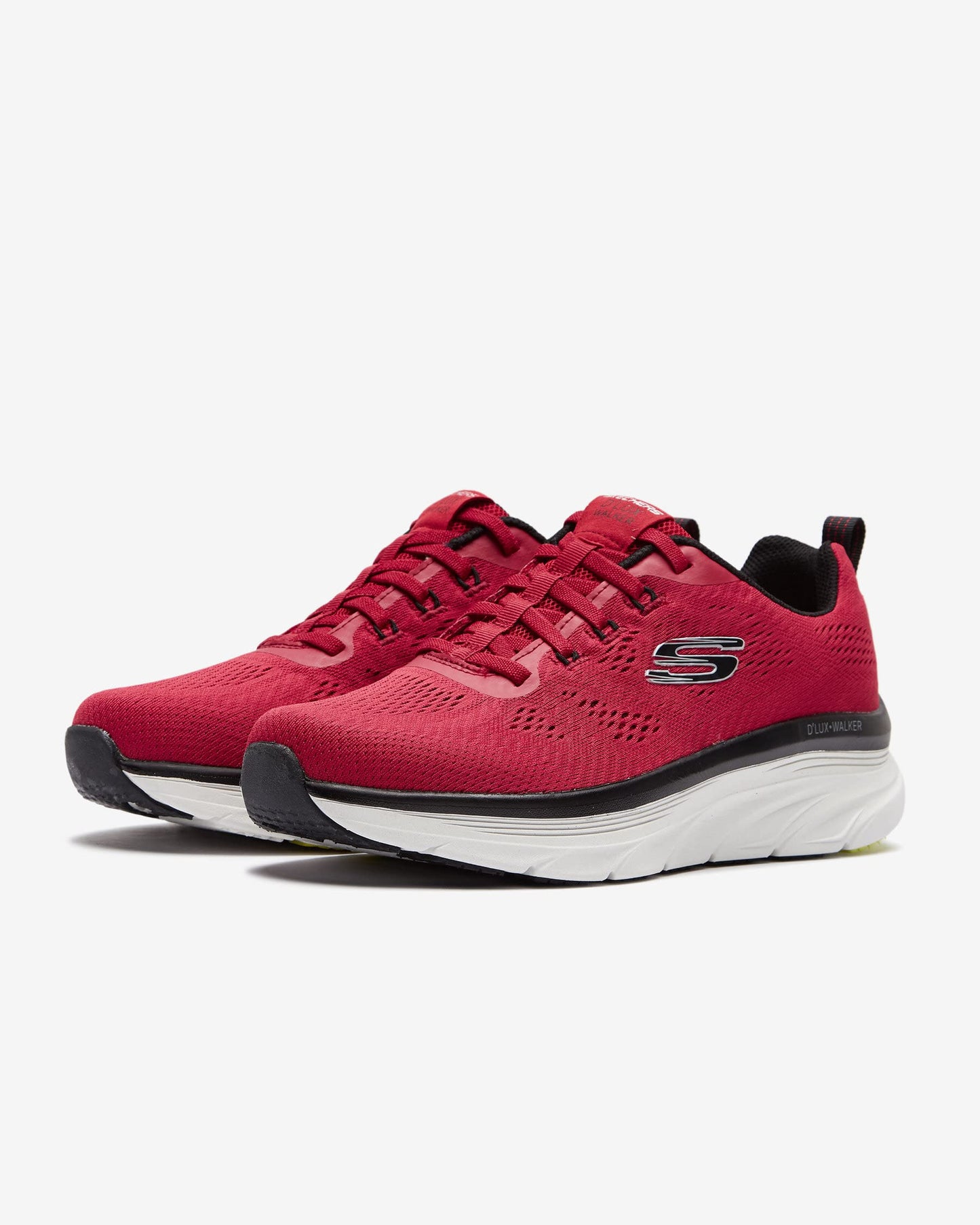 Skechers Mens Relaxed Fit: DLux Walker Commuter Sneaker, Red,White,Black, 10.5