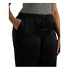 Lauren Ralph Lauren, Womens, Plus-Size Satin Charmeuse Wide-Leg Pant, Black, 2X
