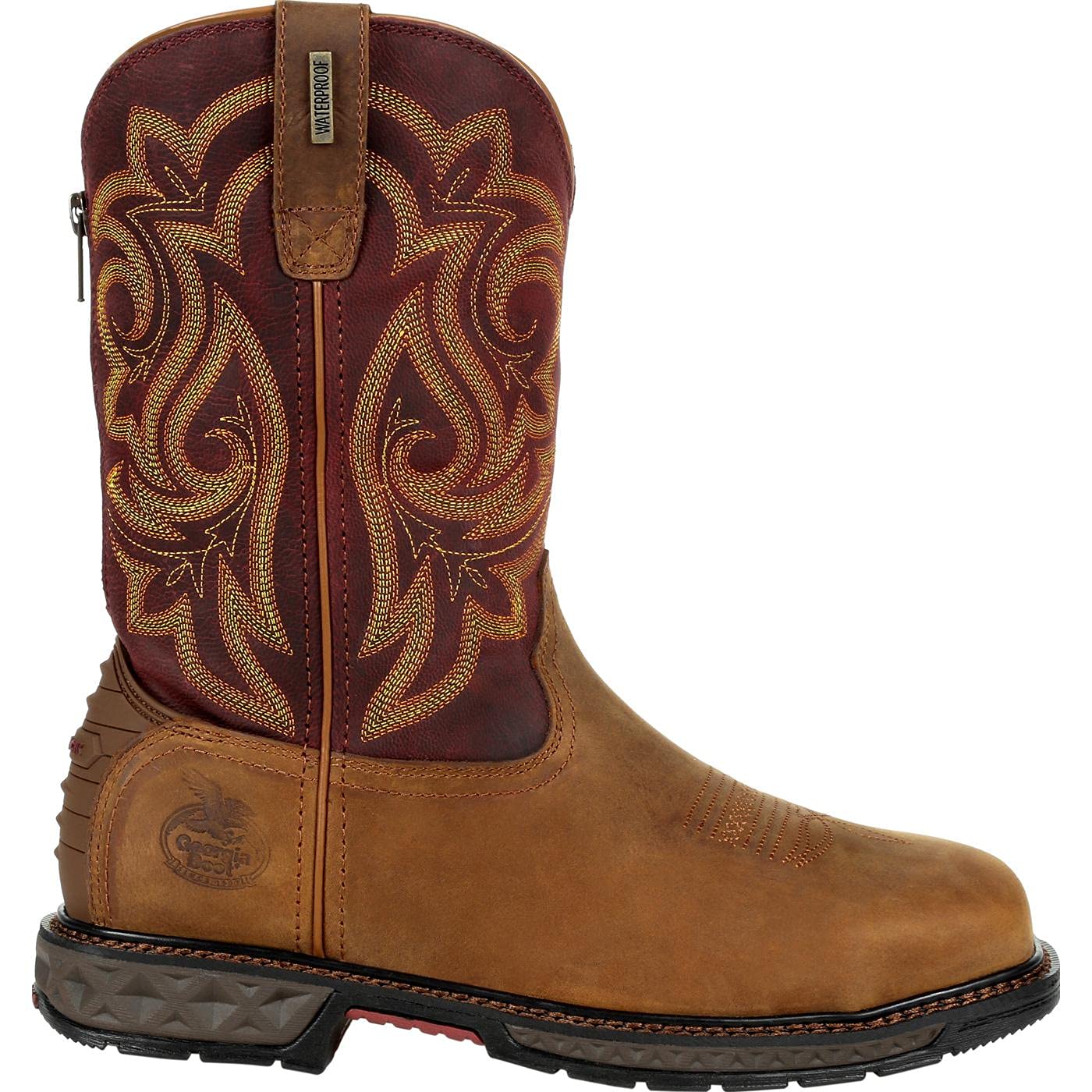Georgia Boot Carbo-Tec LT Women's Steel Toe Waterproof Pull-On Boot, Brown, Size 9.5(M)
