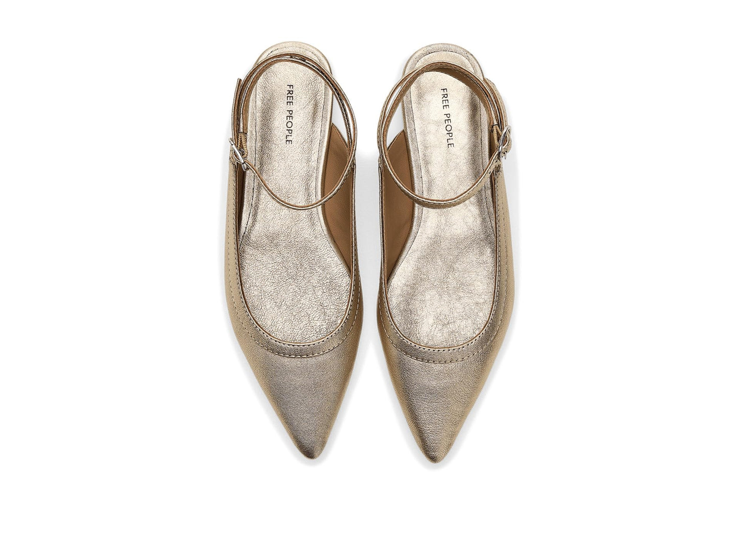 Free People Womens Jules Point Flat, Gold, 8 Medium