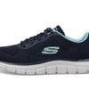 SKECHERS Women's Track New Staple Sneaker, Navy Aqua, 9.5